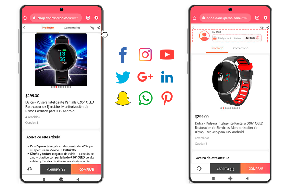Compartir productos en redes sociales, señala código del Xiaob