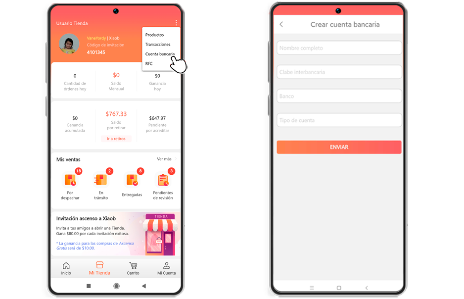 Datos de cuenta bancaria