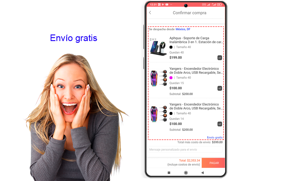 Muestra de Envío Gratis con Despacho Combinado